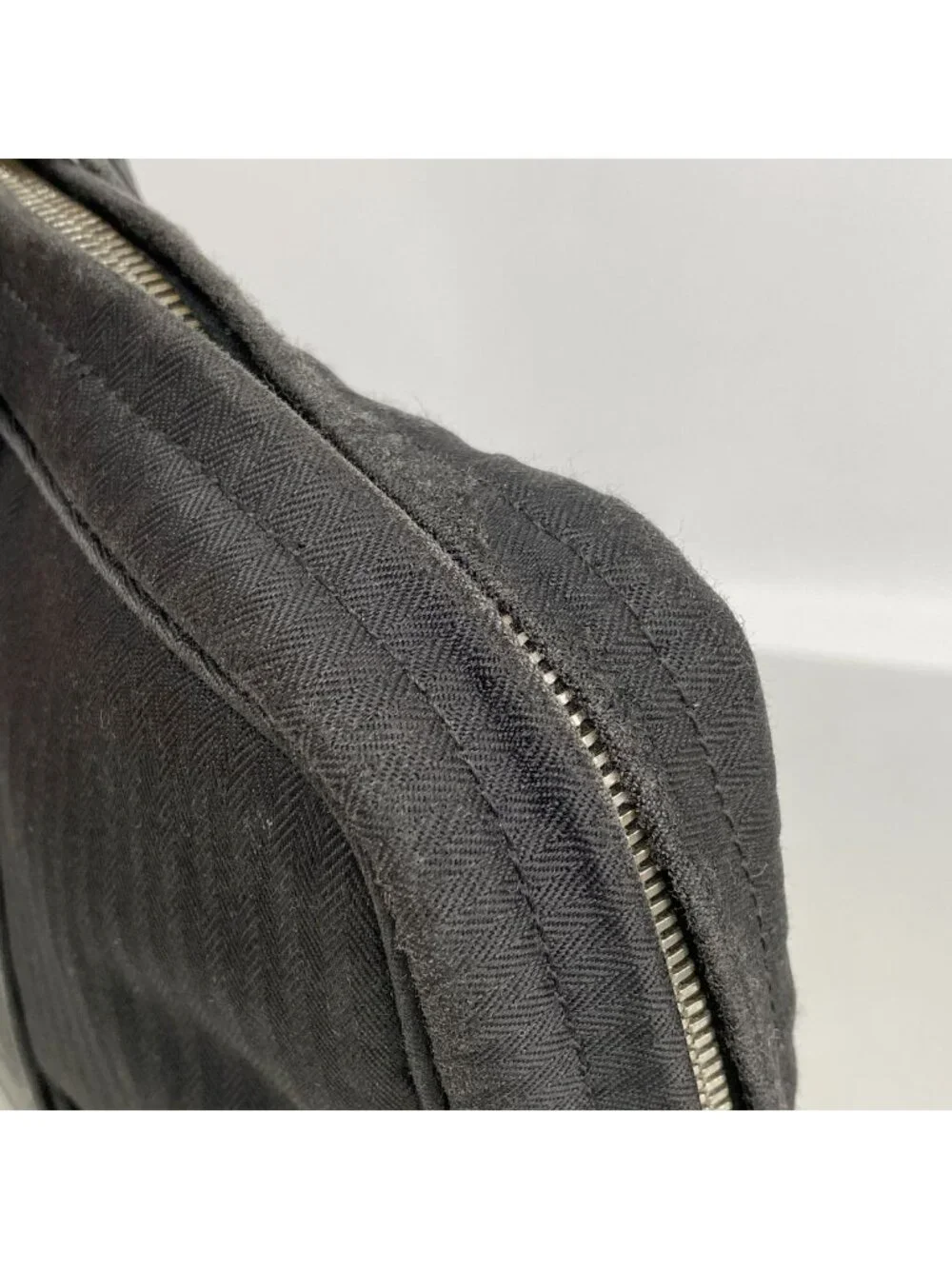 Hermes Business Bag Acapulco Odinatour Toile Chevron Black Silver 2-Way Back